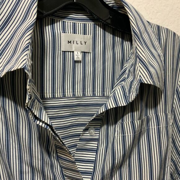 Milly Striped Linen Charlie Romper open back size Small H6 - Picture 5 of 15